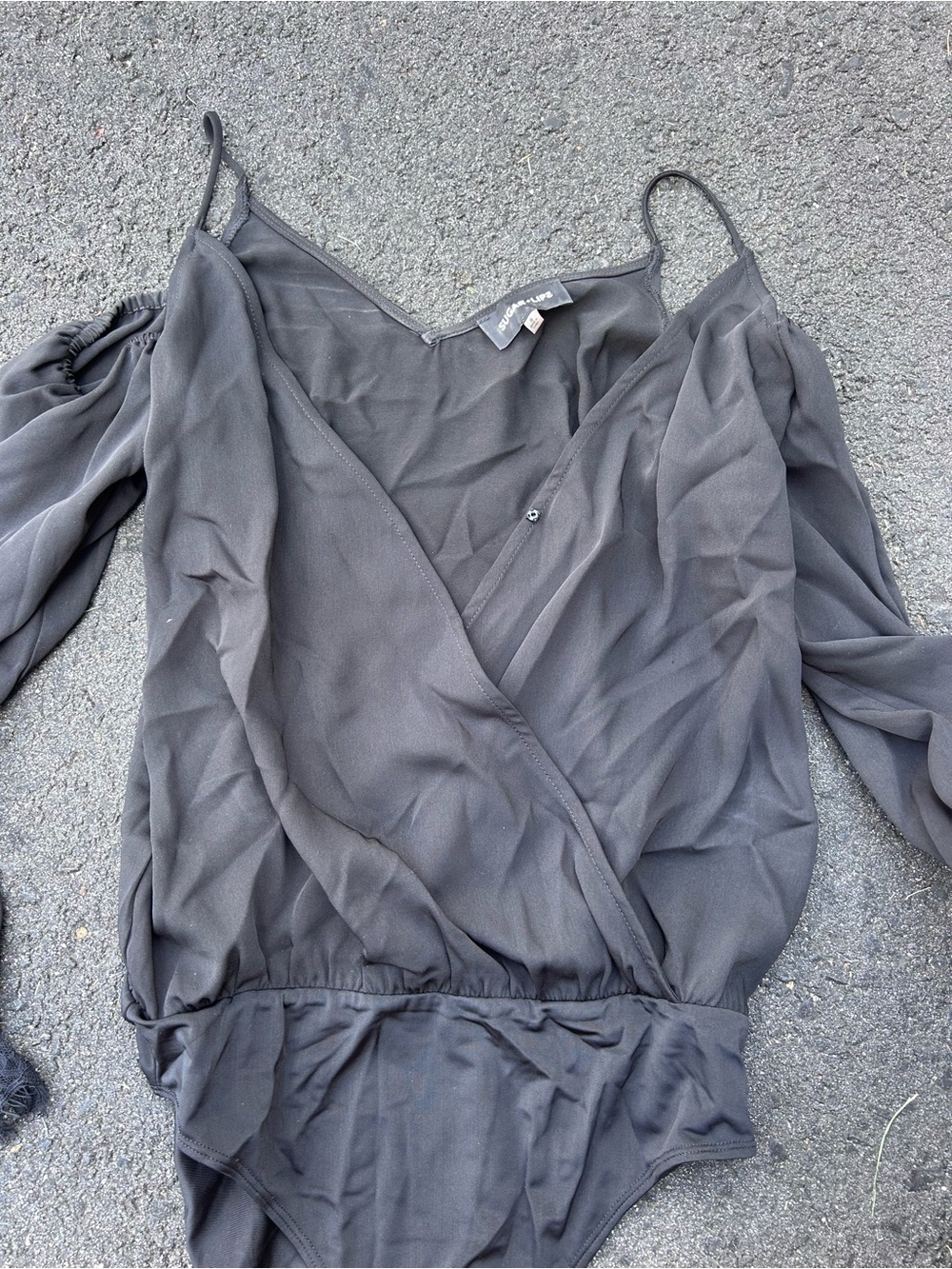 Sugarlips Black Bodysuit with Tag Detail